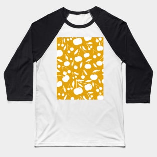 Cherries pattern - yellow ochre Baseball T-Shirt
